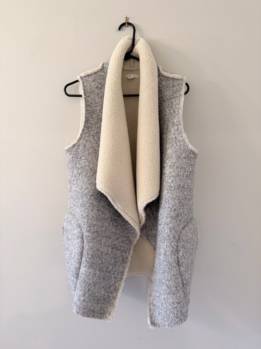 Joie Gray Knit Vest with Cream Sherpa Collar
